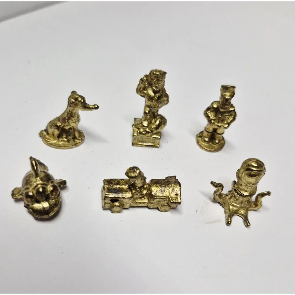 Gold Simpsons Monopoly Replacement Tokens Game Pieces Lot of 6 Rare Variants